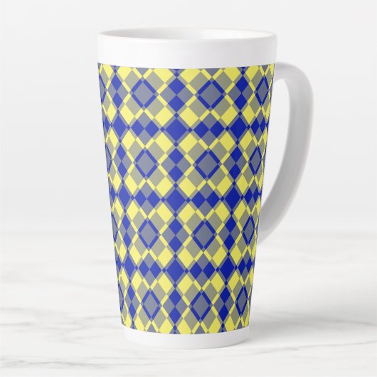 Blau Gelb Karo Argyle-Muster Milchtasse (Rechte Ecke)