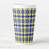 Blau Gelb Karo Argyle-Muster Milchtasse (Vorderseite)