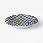 Blau Gelb Karo Argyle-Muster Pappteller (Gewinkelt)