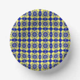 Blau Gelb Karo Argyle-Muster Pappteller