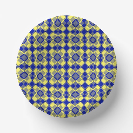 Blau Gelb Karo Argyle-Muster Pappteller (Vorderseite)