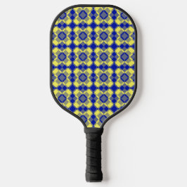 Blau Gelb Karo-Argyle-Muster Pickleball Schläger