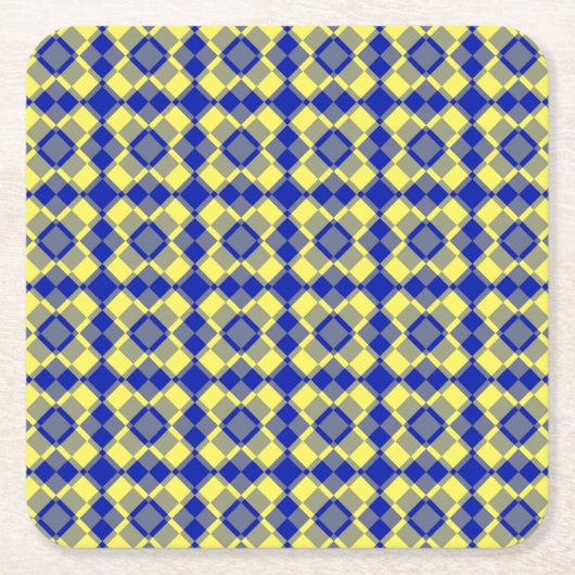 Blau Gelb Karo Argyle-Muster Rechteckiger Pappuntersetzer (Vorderseite)