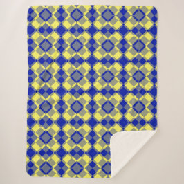 Blau Gelb Karo Argyle-Muster Sherpadecke