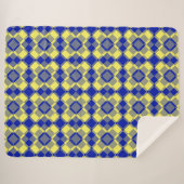 Blau Gelb Karo Argyle-Muster Sherpadecke (Vorderseite (Horizontal))