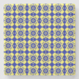 Blau Gelb Karo Argyle-Muster Steinuntersetzer