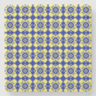 Blau Gelb Karo Argyle-Muster Steinuntersetzer