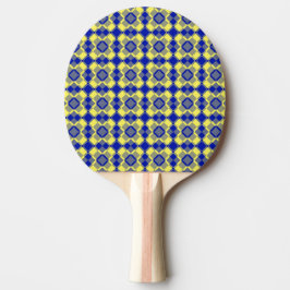 Blau Gelb Karo Argyle-Muster Tischtennis Schläger