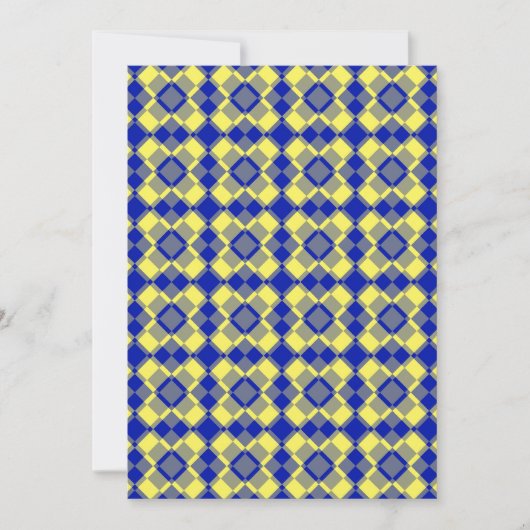 Blau Gelb Karo Argyles Muster Einladung (Vorderseite)