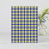 Blau Gelb Karo Argyles Muster Einladung (Stehend Vorderseite)