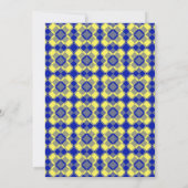 Blau Gelb Karo Argyles Muster Einladung (Rückseite)
