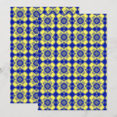 Blau Gelb Karo Argyles Muster Einladung (Vorne/Hinten)