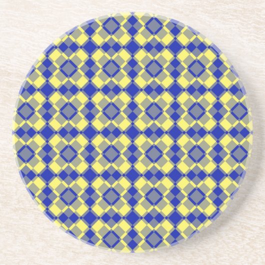 Blau Gelb Karo Argyles Muster Getränkeuntersetzer (Vorne)
