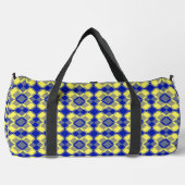 Blau Gelb Karo Argyles Muster Groß Duffle Bag (Vorderseite)