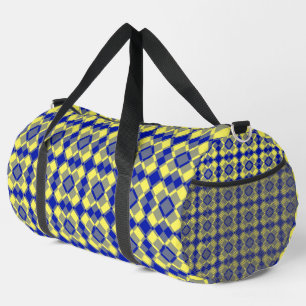 Blau Gelb Karo Argyles Muster Groß Duffle Bag