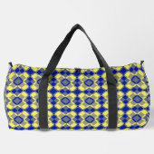 Blau Gelb Karo Argyles Muster Groß Duffle Bag (Rückseite)