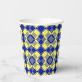 Blau Gelb Karo Argyles Muster Pappbecher (Links)