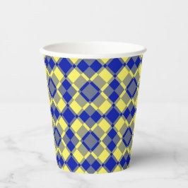 Blau Gelb Karo Argyles Muster Pappbecher