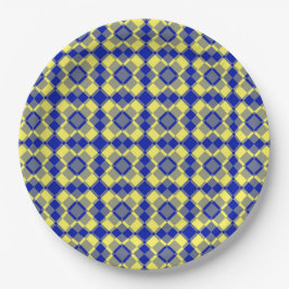 Blau Gelb Karo Argyles Muster Pappteller
