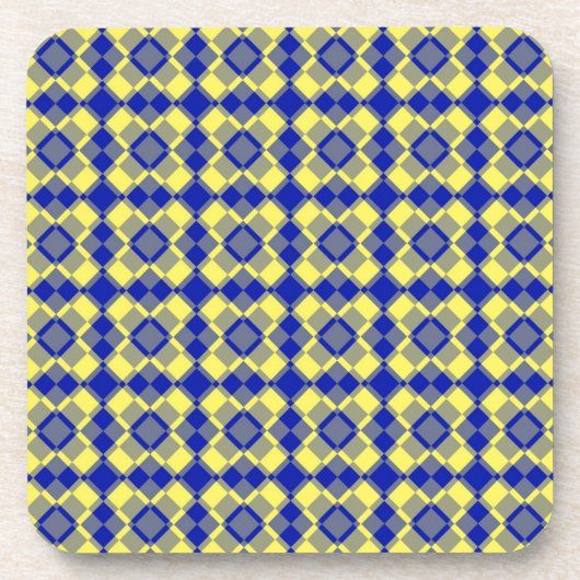 Blau Gelb Karo Argyrmuster Getränkeuntersetzer (Vorderseite)