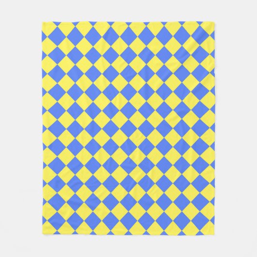 Blau Gelb Karo Diamantmuster  Fleecedecke (Vorderseite)