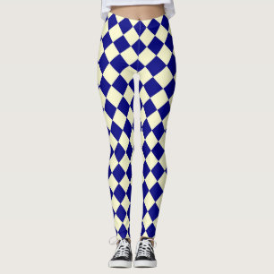 Blau Gelb Karo Diamantmuster  Leggings