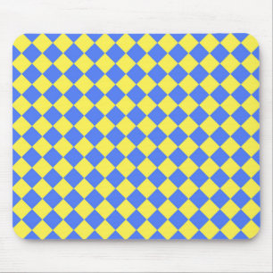 Blau Gelb Karo Diamantmuster  Mousepad