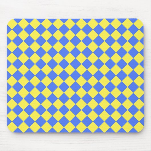 Blau Gelb Karo Diamantmuster Mousepad (Vorne)