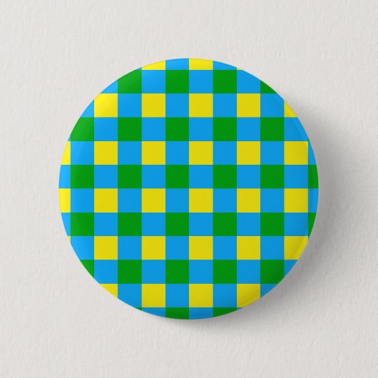 Blau-Gelb-Karo Kariertes Muster Button (Vorderseite)