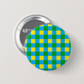 Blau-Gelb-Karo Kariertes Muster Button (Vorne & Hinten)