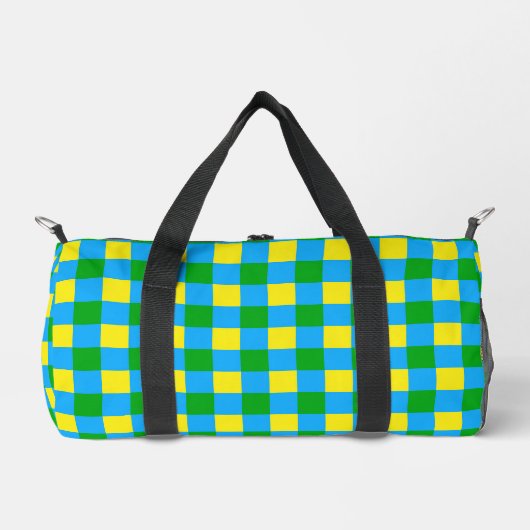 Blau-Gelb-Karo Kariertes Muster Duffle Bag (Vorderseite)