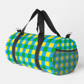 Blau-Gelb-Karo Kariertes Muster Duffle Bag (Rechte Ecke)