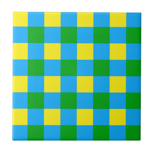 Blau-Gelb-Karo Kariertes Muster Fliese (Vorderseite)