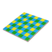 Blau-Gelb-Karo Kariertes Muster Fliese (Seite)