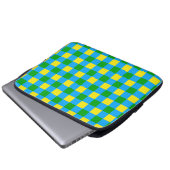 Blau-Gelb-Karo Kariertes Muster Laptopschutzhülle (Vorne Knopf)