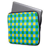 Blau-Gelb-Karo Kariertes Muster Laptopschutzhülle (Vorderseite Links)