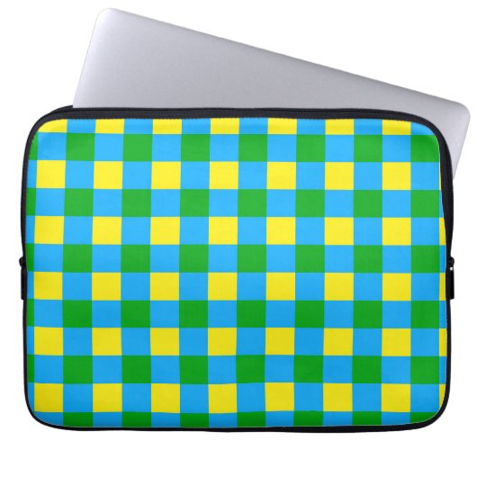Blau-Gelb-Karo Kariertes Muster Laptopschutzhülle (Vorderseite)