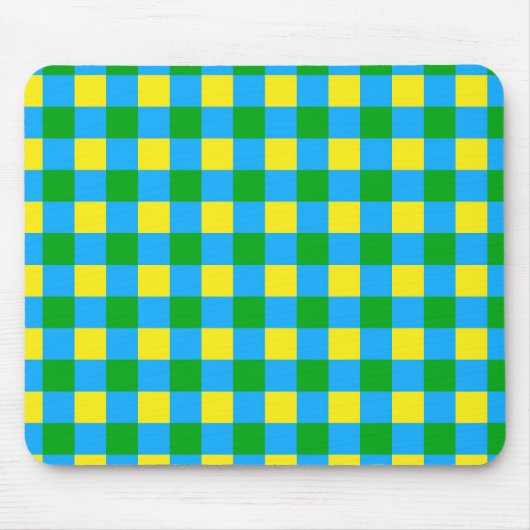 Blau-Gelb-Karo Kariertes Muster Mousepad (Vorne)