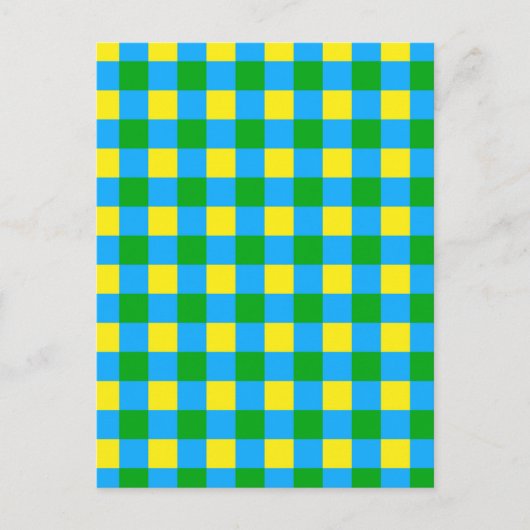Blau-Gelb-Karo Kariertes Muster Postkarte (Vorderseite)