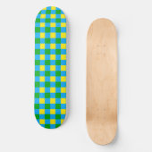 Blau-Gelb-Karo Kariertes Muster Skateboard (Vorderseite)