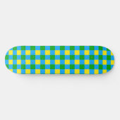 Blau-Gelb-Karo Kariertes Muster Skateboard (Horizontal)