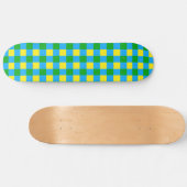 Blau-Gelb-Karo Kariertes Muster Skateboard (Horizontal)