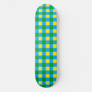 Blau-Gelb-Karo Kariertes Muster Skateboard