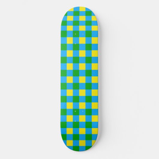 Blau-Gelb-Karo Kariertes Muster Skateboard (Vorderseite)