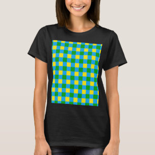 Blau-Gelb-Karo Kariertes Muster T-Shirt