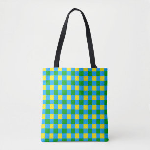 Blau-Gelb-Karo Kariertes Muster Tasche