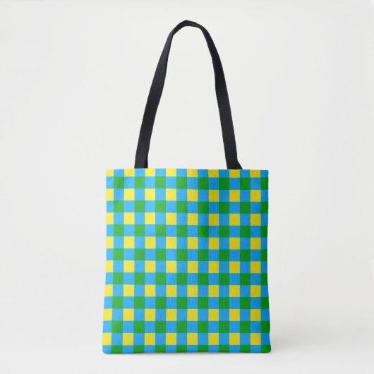 Blau-Gelb-Karo Kariertes Muster Tasche (Vorderseite)