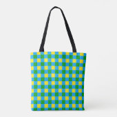 Blau-Gelb-Karo Kariertes Muster Tasche (Rückseite)
