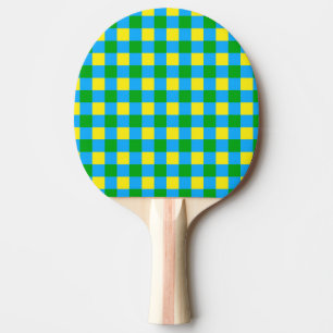 Blau-Gelb-Karo Kariertes Muster Tischtennis Schläger
