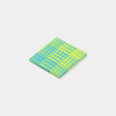 Blau Gelb Karo Patchworkmuster Post-it Klebezettel (angewinkelt)